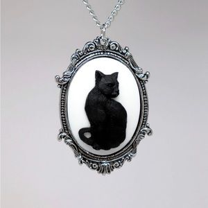 Black cat earring and necklace set
